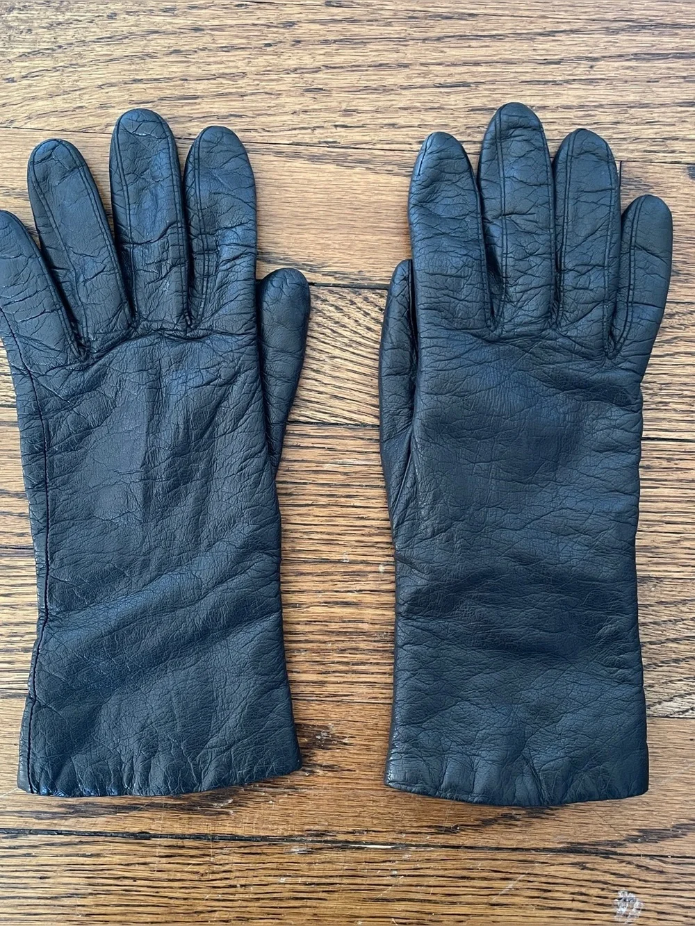 Aris Vintage leather gloves black cashmere lined genuine retro warm winter work